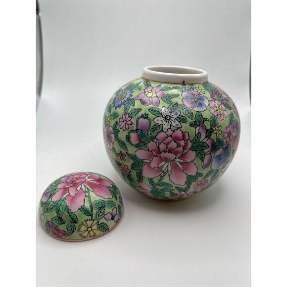 Ginger jar small green floral - Picture 2 of 5